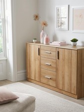 Image of Panama 2 Door 3 Drawer Sideboard Dark Oak Storage Cabinet Living Room