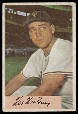 Wes Westrum 1954 Bowman #25 New York Giants Vintage Baseball Card (mark)