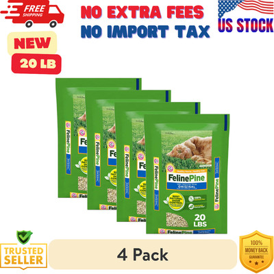 (4 pack) Feline Pine Original 100% Natural Cat Litter, 20 lb