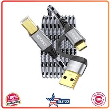 10ft USB C to USB B Printer Cable Nylon Braided for MIDI Keyboard DAC Scanner