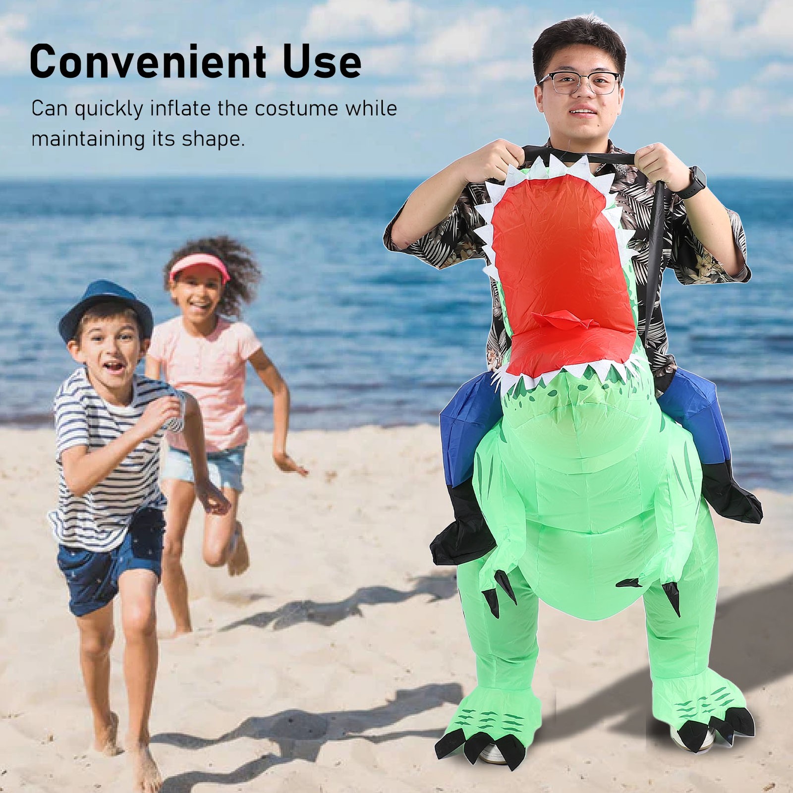 T- Inflatable Dinosaur Costume Assorted Color Versatile Polyester Adult Blow Up