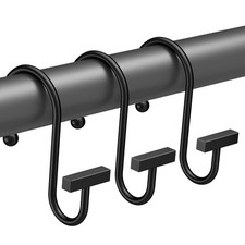 Bathway Shower Curtain Hooks, Black Shower Curtain Rings Rust Proof, 12PCS