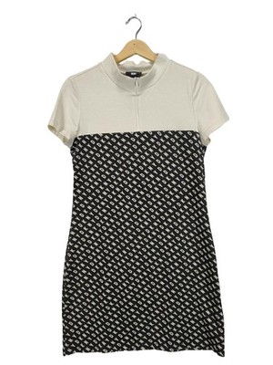 DKNY Sweatkleid Damen Kleid Gr. DE 38 wollweiß-schwarz Elegant