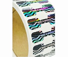 1000 Silver MADE IN AMERICA Hologram Stickers Dogbone Tamper Evident Labels