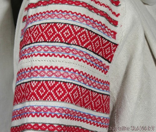 Antique Ukrainian folk costume handmade clothing ethnic linen dress wool skirt - Picture 3 of 12