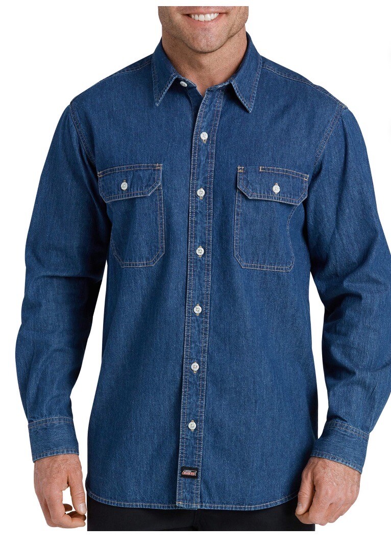 NWT Men's Dickies Long Sleeve Blue Denim Shirt Size 3XL eBay