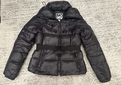 Michael Kors Black Belted Down Jacket Size S