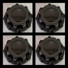 4 Center Caps For Select Chvey Gmc Truck Van 8 Lugs Black 16 Wheel Covers