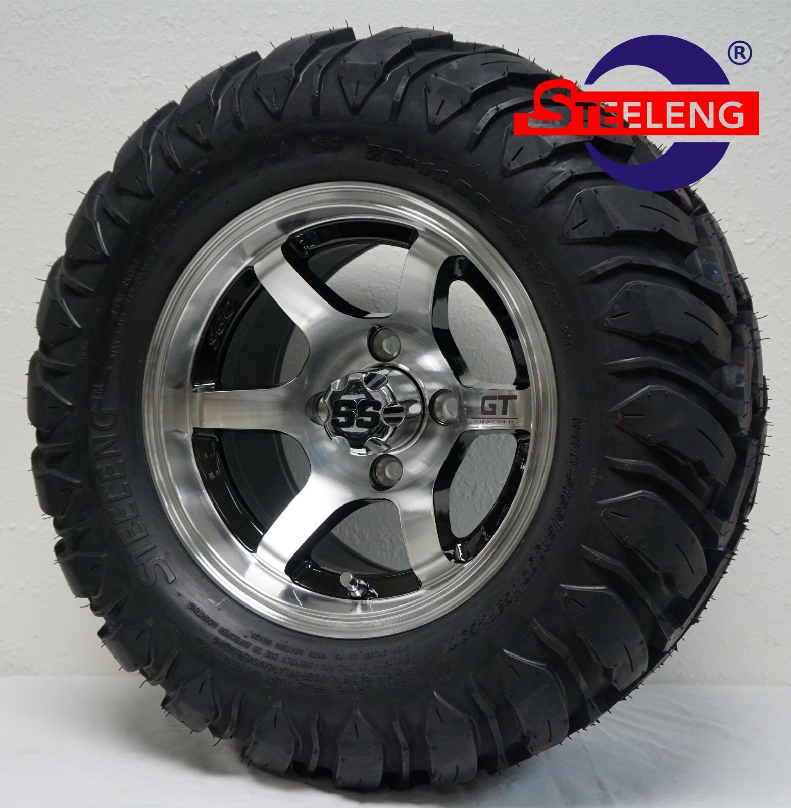 Cart 12" Machined 'gt' Wheels And 22"x11"-12" At/mt Tires (4) Exclusive