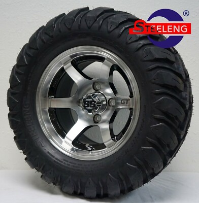 Golf Cart 12 Machined Gt Wheels And 22 X11 12 At Mt Tires 4 Exclusive Ebay