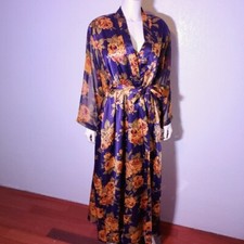 Vintage 80s Satin Robe And Nightie Sheer Floral