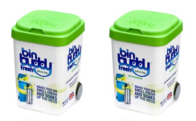 2x Bin Buddy Fresh Citrus Zing Wheelie Bin Abfallbeutel Pulver Erfrischer Duft 450g