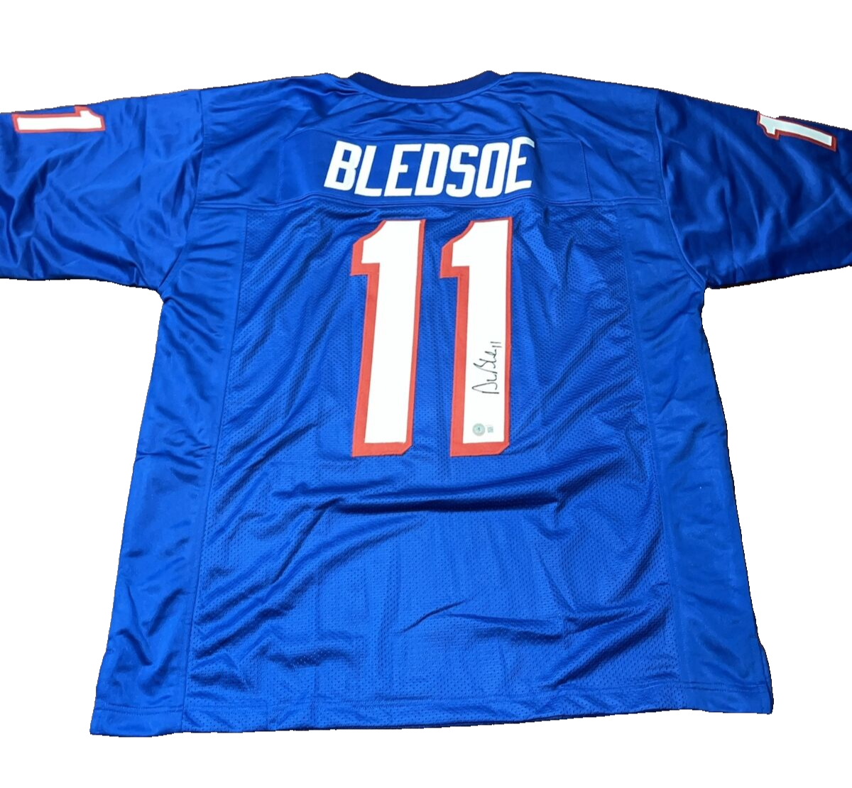 Drew Bledsoe Autographed Signed New England Patriots Jersey BAS Beckett COA Blue 