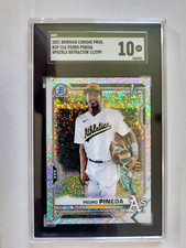 PEDRO PINEDA 2021 BOWMAN CHROME 1ST SPECKLE REFRACTOR #/299 BCP-216 SGC 10