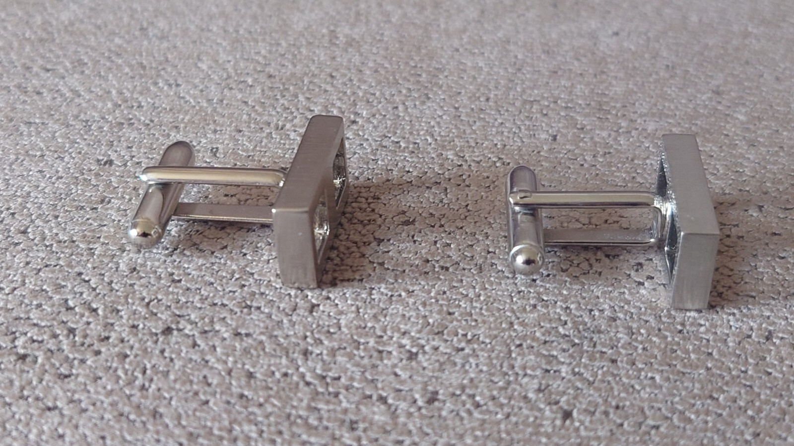 Rectangle Square Cufflinks Silver Tone Window Sha… - image 4