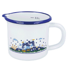 Milchtopf Induktion Emaille mit Ausgießer Milchkocher  Eurohome® Landhaus 0,6 L.