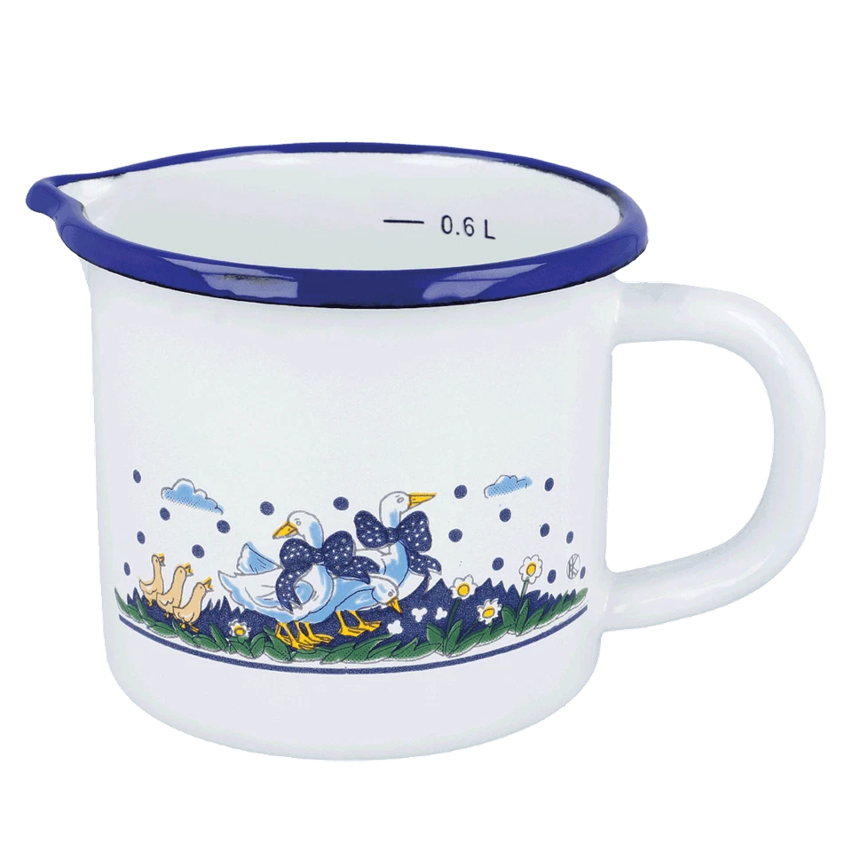 Milchtopf Induktion Emaille mit Ausgießer Milchkocher Eurohome® Landhaus 0,6 L.