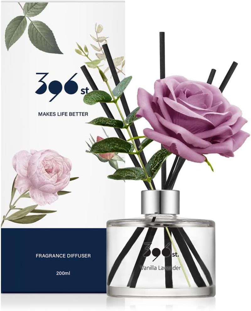 Rose Flower Reed Diffuser, Vanilla Lavender(Also Known as Garden Lavender), 200M