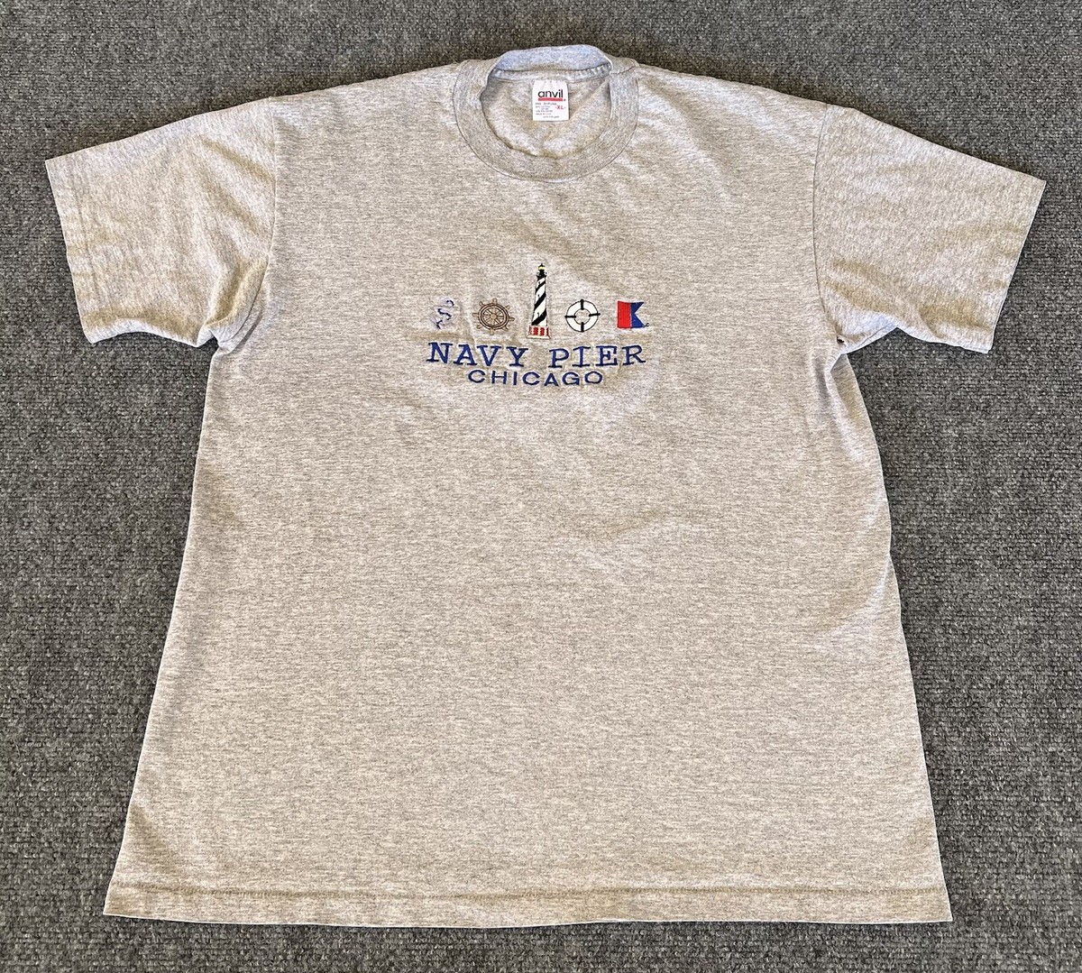 Chicago Navy Pier VTG Mens XL T Shirt Gray Embroidered Chicago Navy Pier VTG Mens XL T Shirt Gray Embroidered