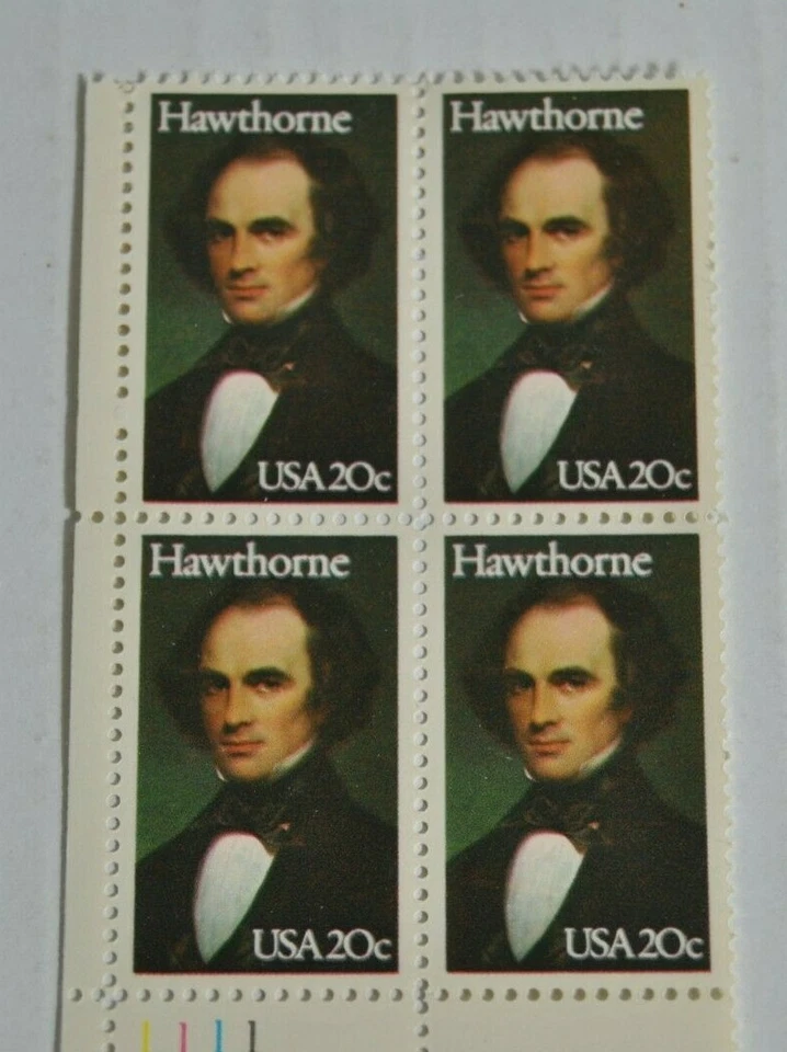 Nathaniel Hawthorne US Stamps Scott 2047 Plate Block of 4 20c 1983 - Image 3 of 4