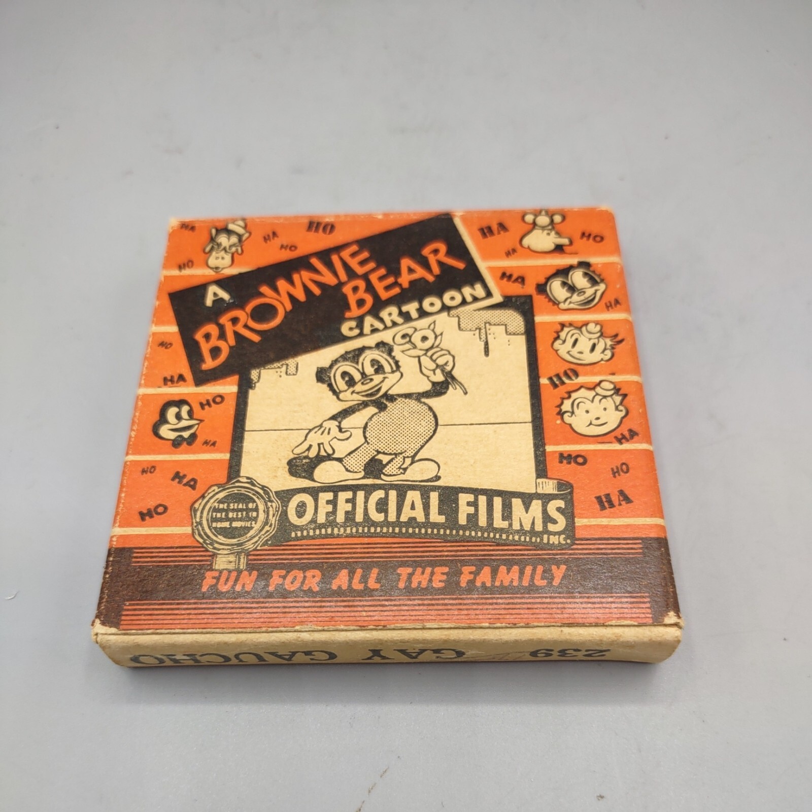 VINTAGE 8 M.M. A BROWNIE BEAR CARTOON GAY GAUCHO NO. 239 ORIGINAL BOX