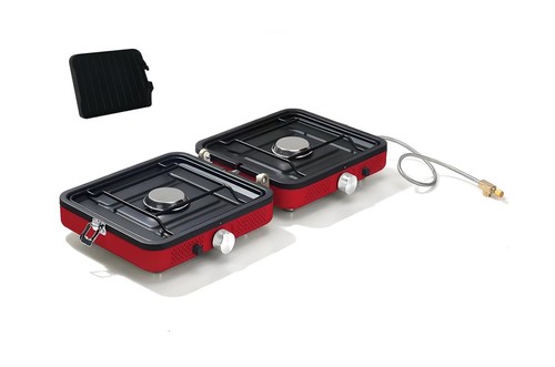 Update Portable 2 Burner Propane Camping Stove with Barbecue Plate - 17200 BT...