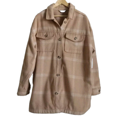 NWT Sonoma Shacket Jacket Button Flannel Plaid Shirt Top; Womens OX Retail $74