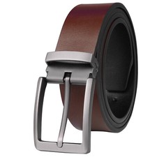 Men Belt Leather Cut To Fit Reversible 2 Color Brown Black 120cm for W26-40