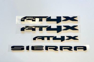 4PCS Gloss Black Doors Rear AT4X Sierra Emblems GMC 2023-2024 Sierra 1500