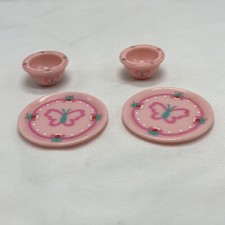 Tyco Kitchen Littles Butterfly Dishes Bowls Plates 4 Piece Set
