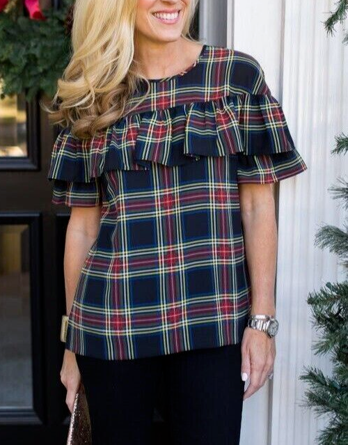 plaid ruffle top