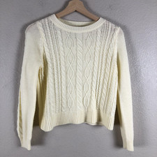 Copper Key Sweater Girl X Large Off White Cable Knit Crop Basic Staple Layering