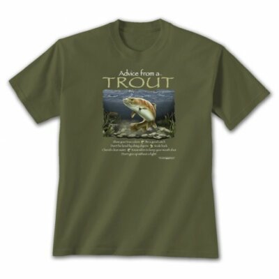Trout T-shirt S Small NWT Advice Cotton Green New