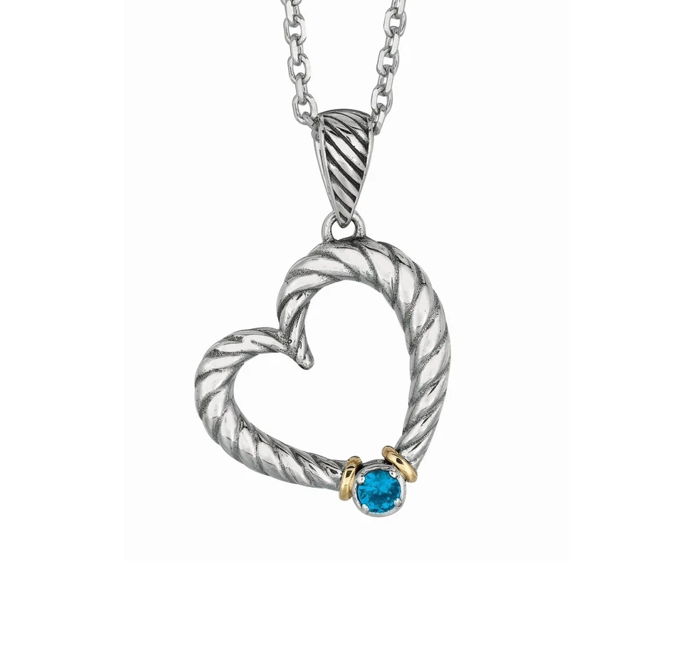 Collar Colgante Phillip Gavriel Oro 18k Plata 925 Corazón Retorcido Topacio Azul p Foto 3 de 4