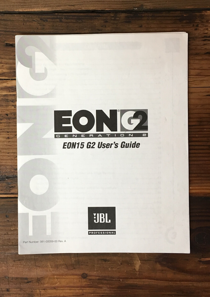 JBL  Eon15 G2 Speaker User / Owner Manual *Original*