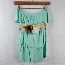 Strapless Dress with Detachable Flower Belt, Mint Small