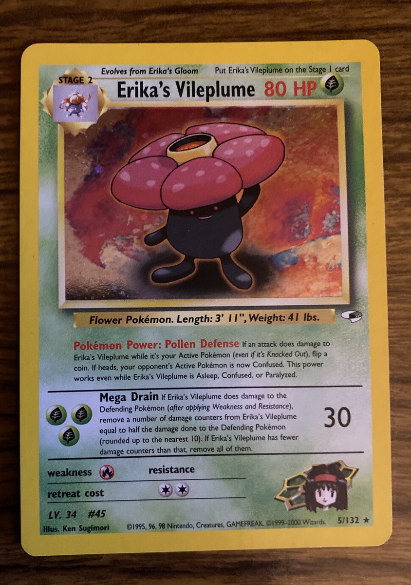Pokemon - Erika's Vileplume - HoloFoil Rare! - Gym Heroes 5/132