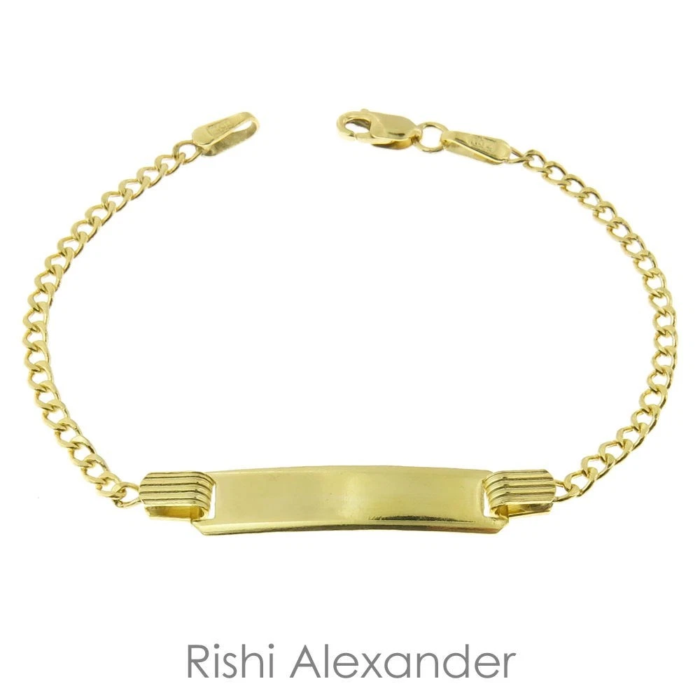 10k Gold Curb Link Baby ID Bracelet Personolized Name Engraved eBay
