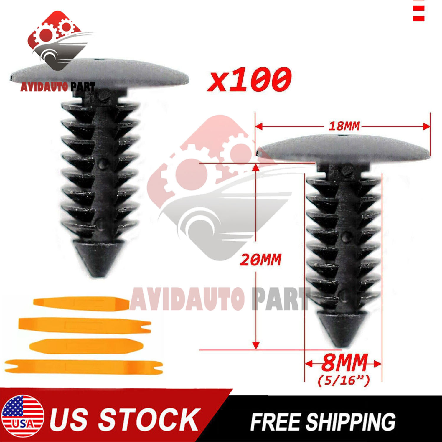 100pcs Nylon Retainer Clips Christmas Tree Fasteners for GM 1595864 ...