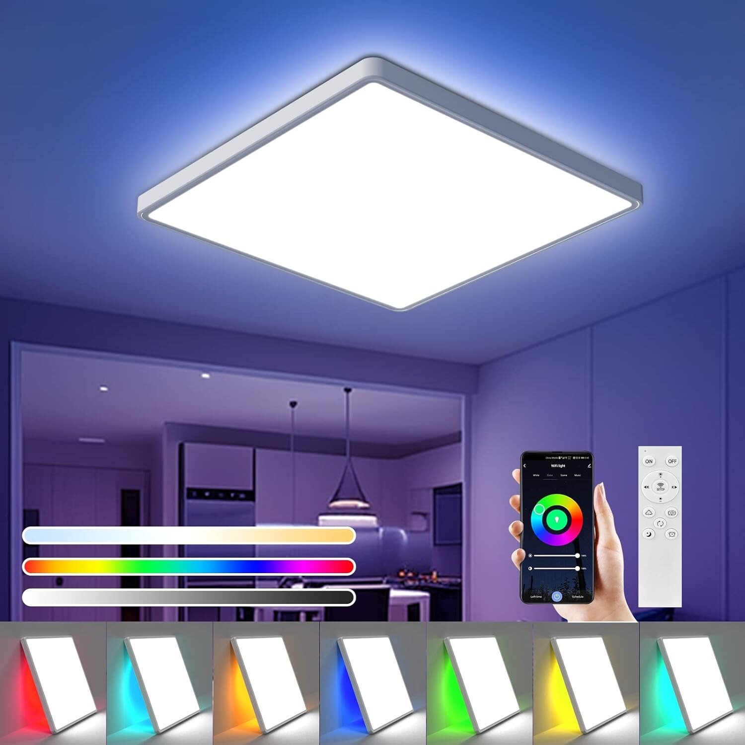 Plafoniera LED RGB 36W Quadrata: La Migliore per Camera Bimbi e Salotto