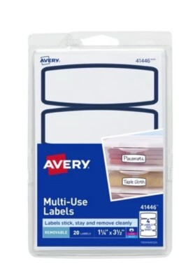 Avery Removable Multi-Use Labels, 1-1/4'' X 3-1/2'', 41446, Pack of 20 Labels