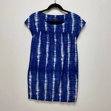 APC Womens Blue Tie Dye Cap Sleeve Empire Waist Pocket Pullover Mini Dress XS