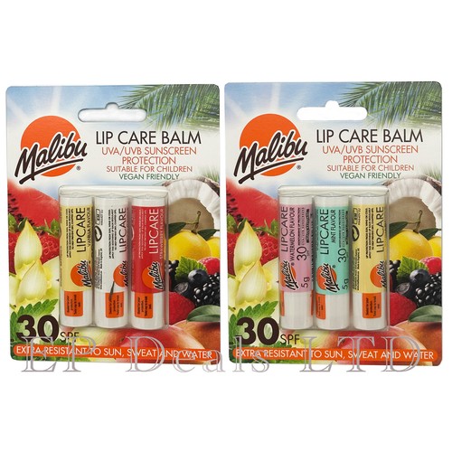 MALIBU LIP CARE BALM UVA/UVB SUNSCREEN PROTECTION 30 SPF VEGAN FRIENDLY