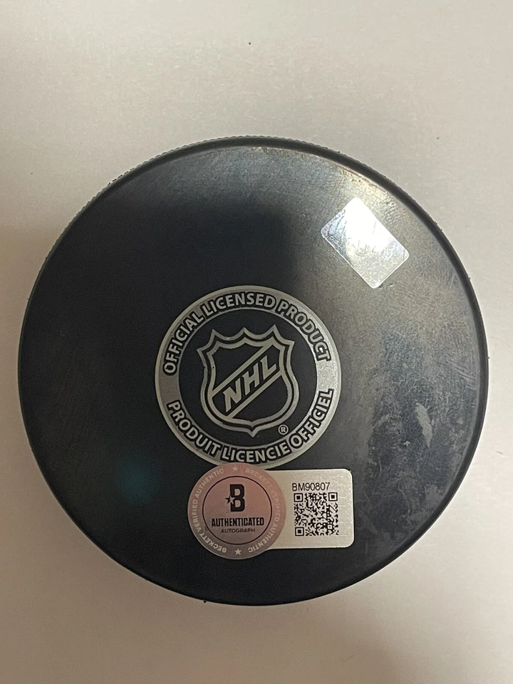 Disco de hockey Beckett firmado por Ryan Nugent Hopkins Edmonton Oilers certificado de autenticidad BAS IP a Foto 2 de 3