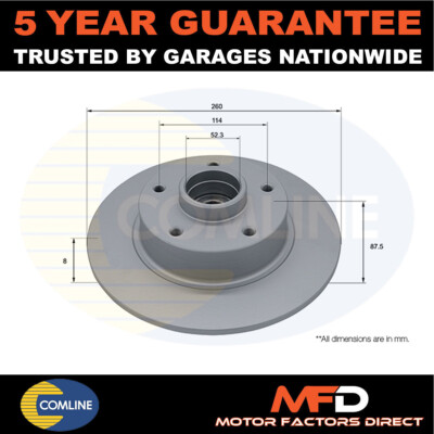 Fits Renault Megane 2015- 1.2 1.5 dCi 1.6 Comline Rear Brake Disc