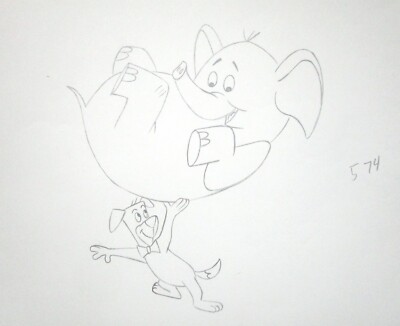 1964 HUCKLEBERRY HOUND HANNA-BARBERA ORIGINAL PRODUCTION cel DRAWING elephant