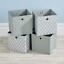 thumbnail 1 - Folding 2 Grey 2 Patterned Square Storage Utility Box Fabric Cube 4pc Basket Set