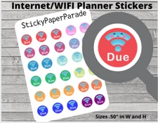 Internet WIFI Due Planner Stickers #12 / Planner Stickers  / Journal Stickers / 
