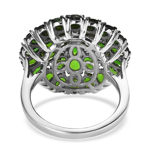 STUNNING!! 7.25ctw Chrome Diopside Cocktail Ring Platinum & Rhodium Plate Sz 7 - Picture 5 of 6