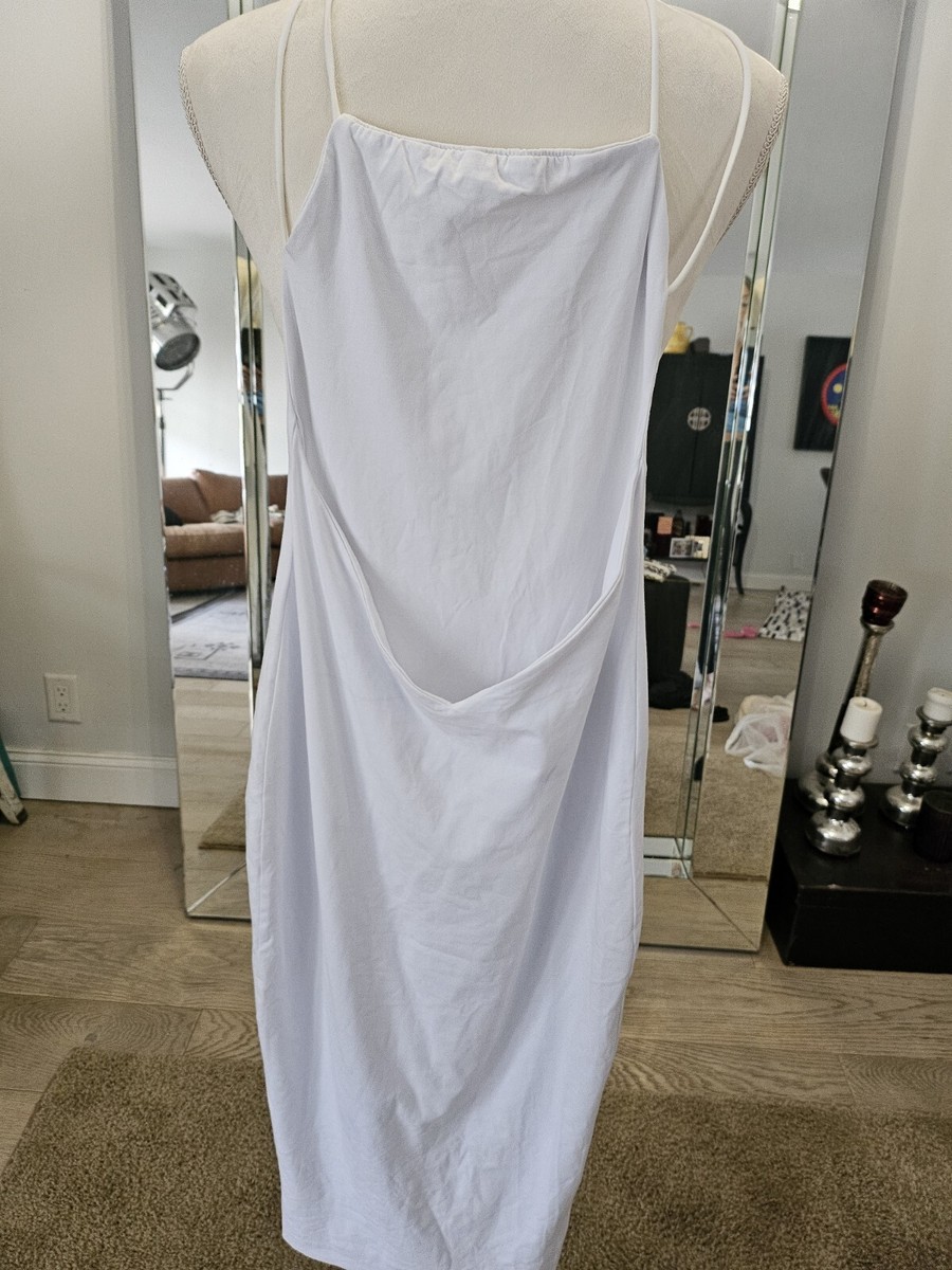 JILLIANA WHITE COTTON BACKLESS SLIP DRESS SZ SMALL - Main Image